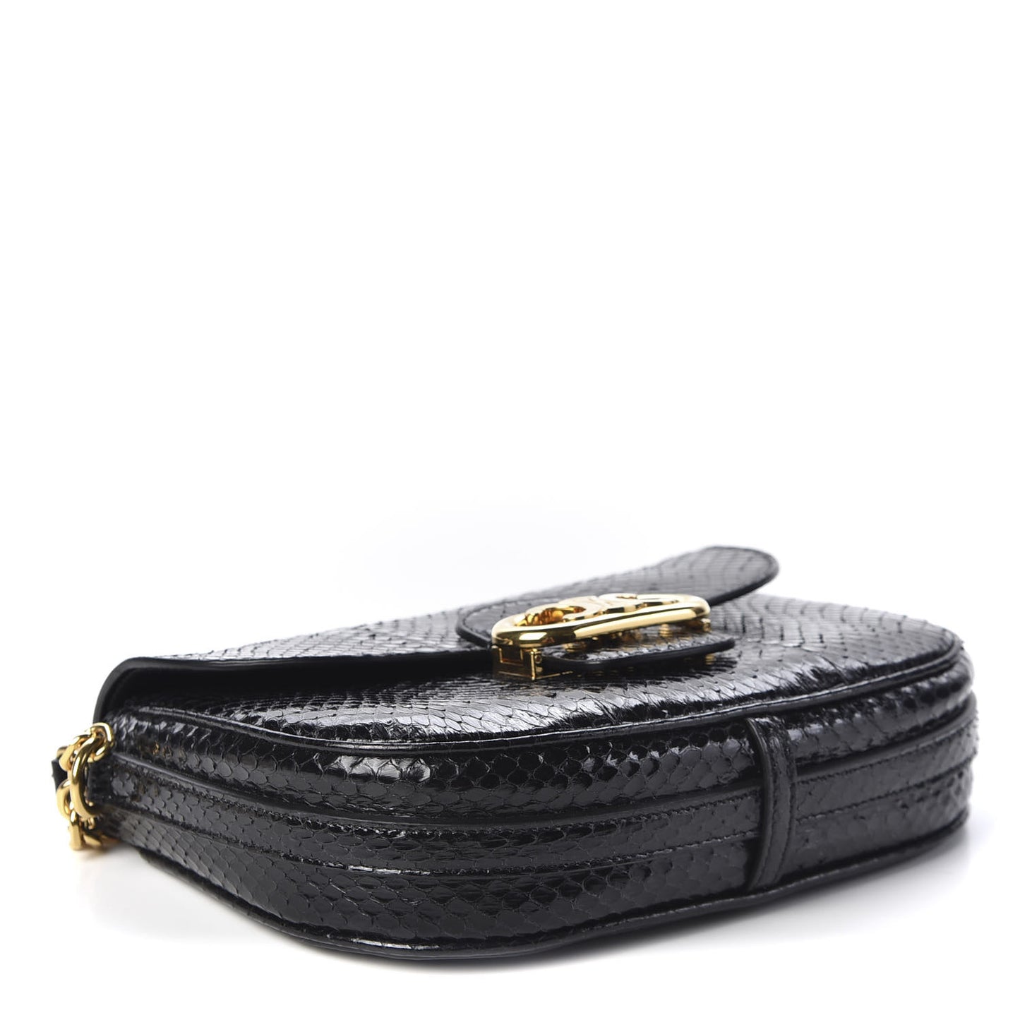 Snakeskin Medium Chain Maillon Triomphe Black