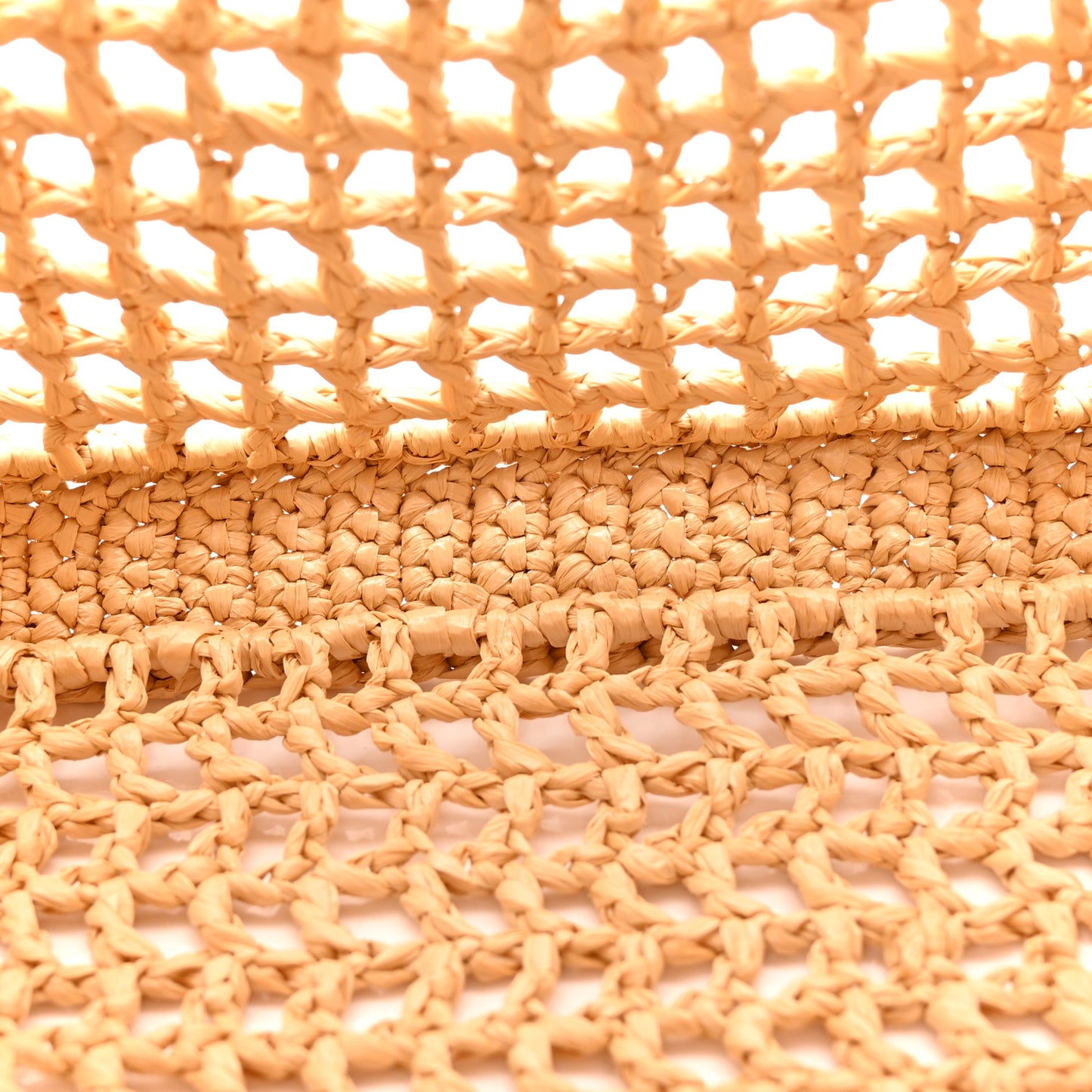 Yarn Raffia Effect Crochet Logo Embroidered Tote Bag Naturale