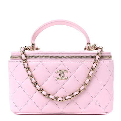 Chanel Lambskin Quilted Small Top Handle Vanity Case With Chain Light Pink 1 of 10