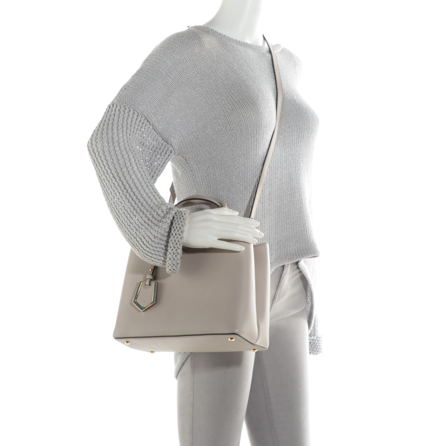 Fendi Vitello Dolce Century Petite 2Jours Tote Grigio Polvere Ciclamino 2 of 9