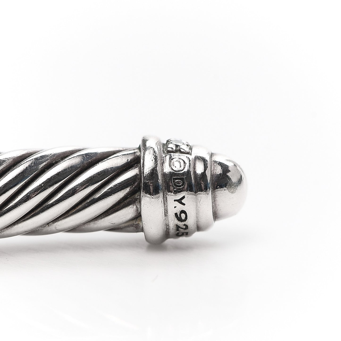 Sterling Silver Diamond 5mm Cable Classics Dome Bracelet