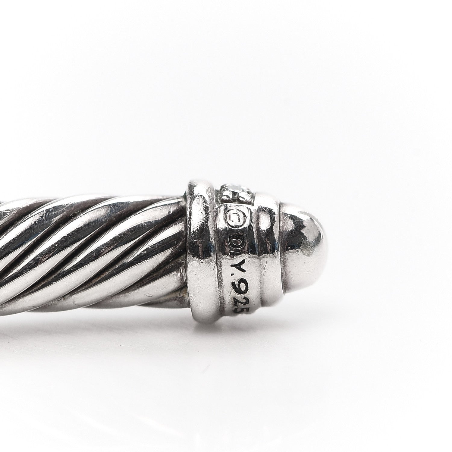 David Yurman Sterling Silver Diamond 5mm Cable Classics Dome Bracelet 4 of 4