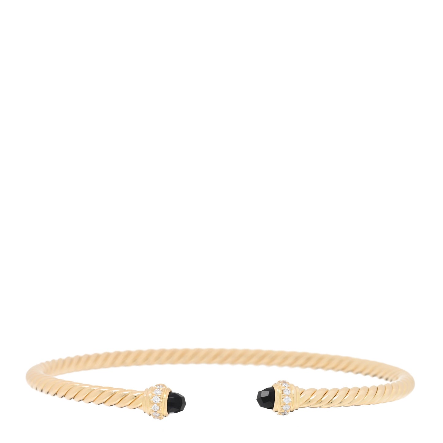 18K Yellow Gold Diamond Black Onyx 3mm Cablespira Bracelet