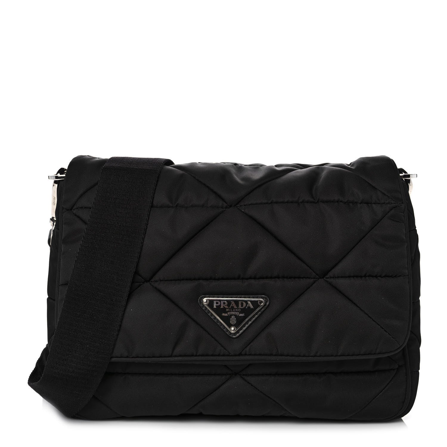 Prada Re-Nylon Quilted Padded Flap Shoulder Bag Black 1 of 8