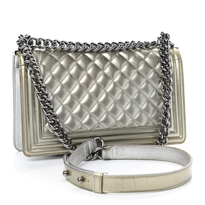Chanel Metallic Patent Calfskin Quilted Medium Boy Flap Silver 3 of 9