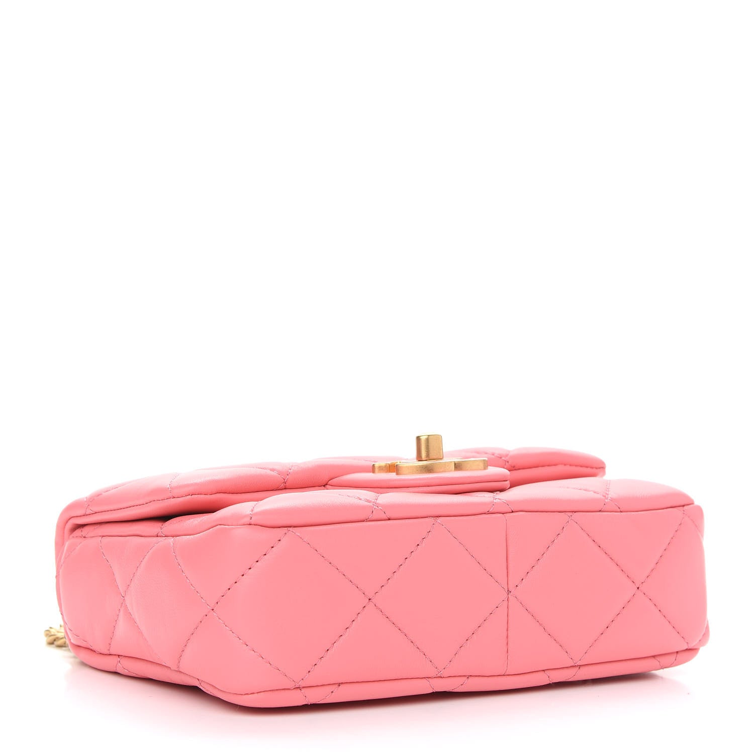 Chanel Lambskin Enamel Quilted Pending CC Mini Square Flap Pink 4 of 9