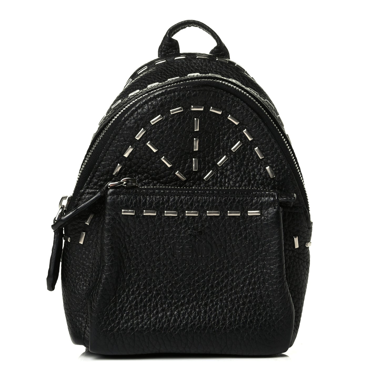 Cuoio Romano Metal Stitch Mini Backpack Charm Black