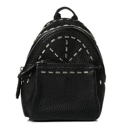 Fendi Cuoio Romano Metal Stitch Mini Backpack Charm Black 1 of 6