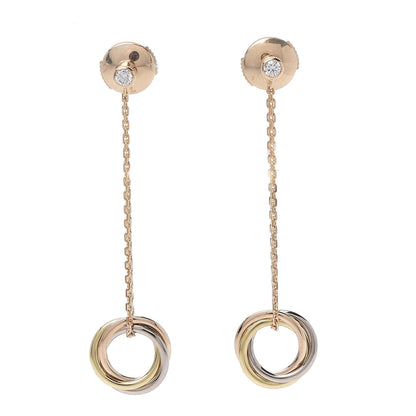 Cartier 18K Pink Yellow White Gold Diamond Small Trinity Drop Earrings 1 of 5
