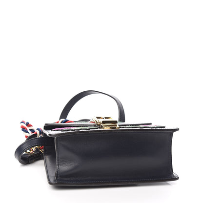 Gucci Calfskin Embroidered Mini Sylvie Top Handle Bag Blue 4 of 12