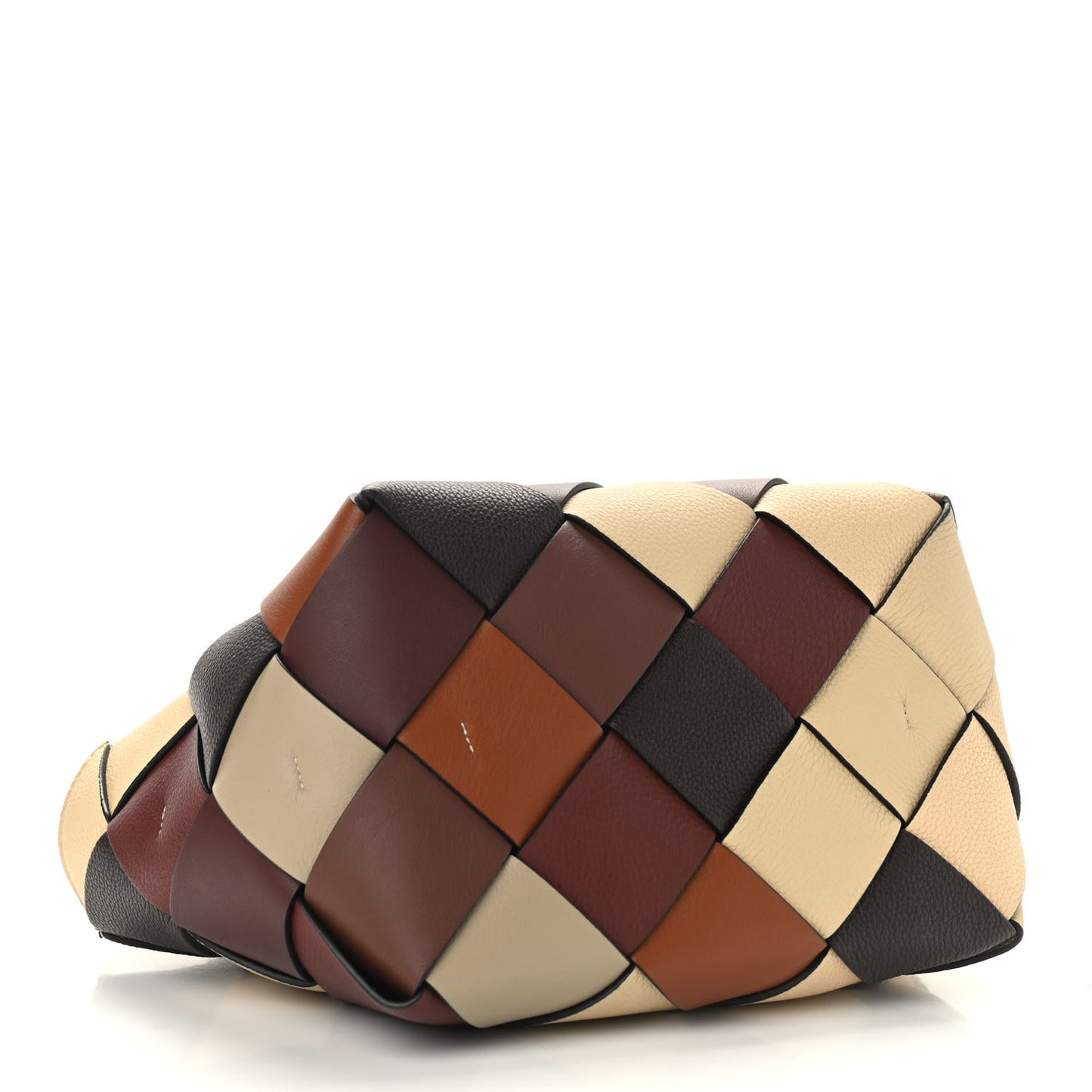 Calfskin Small Woven Basket Surplus Bag Hazelnut Camel
