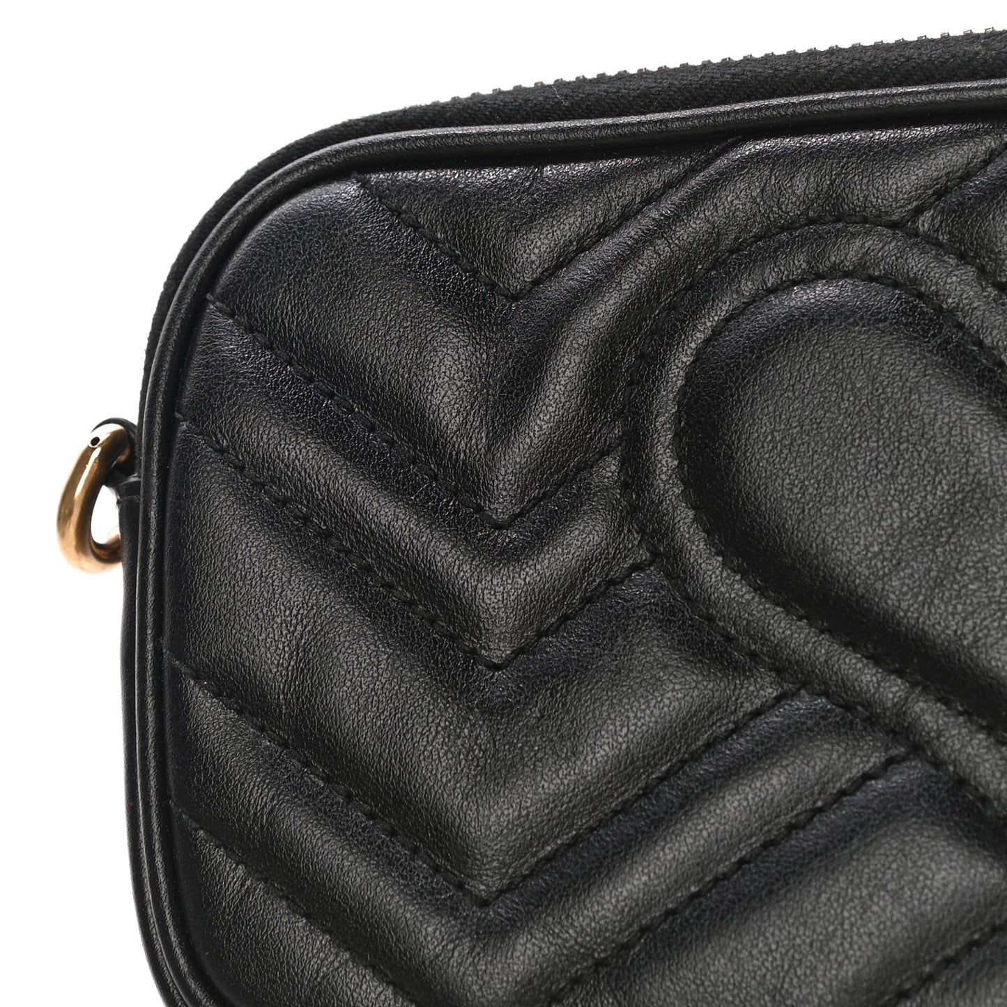 Calfskin Matelasse Mini GG Marmont Chain Crossbody Bag Black