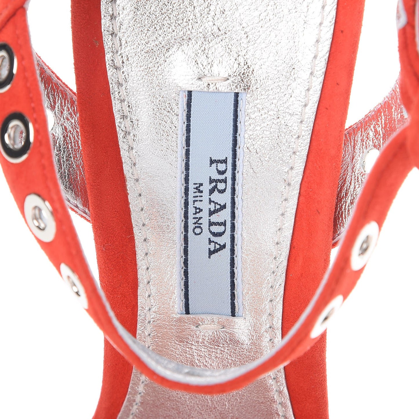 Suede Grommet Sandals 38.5 Red
