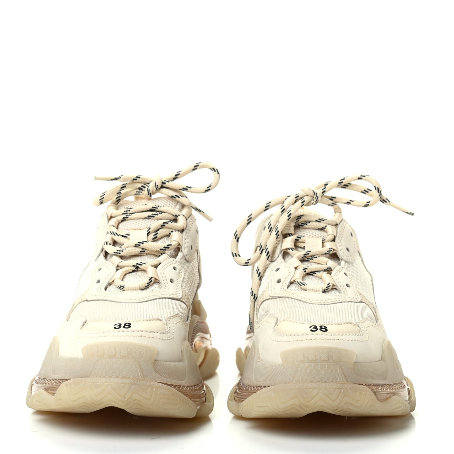 Fabric Mesh Clear Sole Womens Triple S Sneakers 38 Beige