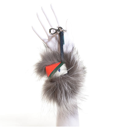 Fendi Silver Fox Fur Vitello Elite Monster Bag Bug Cube Charm Multicolor 2 of 8