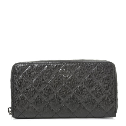 Chanel Caviar Quilted Large Gusset Zip Around Wallet Black 1 of 10