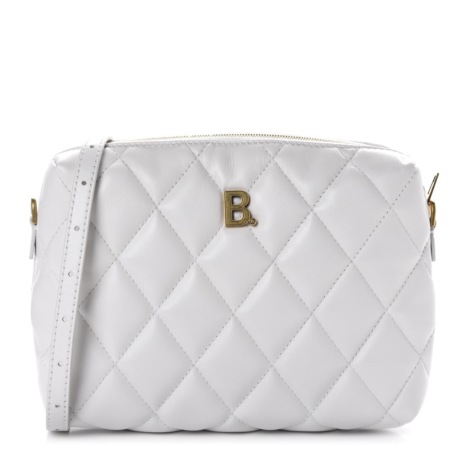 Balenciaga Nappa Calfskin Quilted Touch B Camera Shoulder Bag White 1 of 11