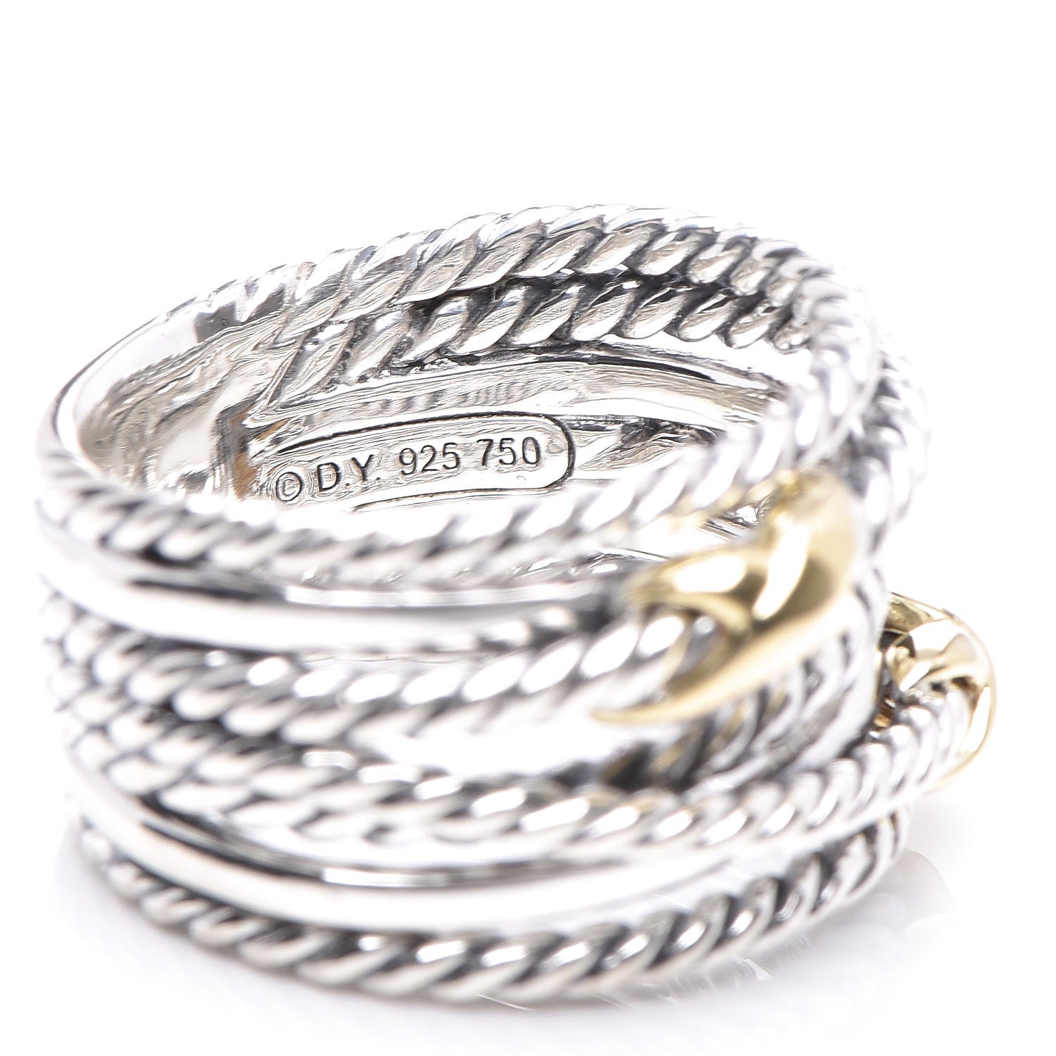 David Yurman Sterling Silver 18K Yellow Gold Double X Crossover Ring 52 6 4 of 4