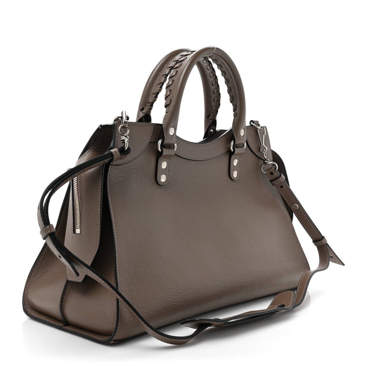 Grained Calfskin Silver Hardware Neo Classic City Mink Grey