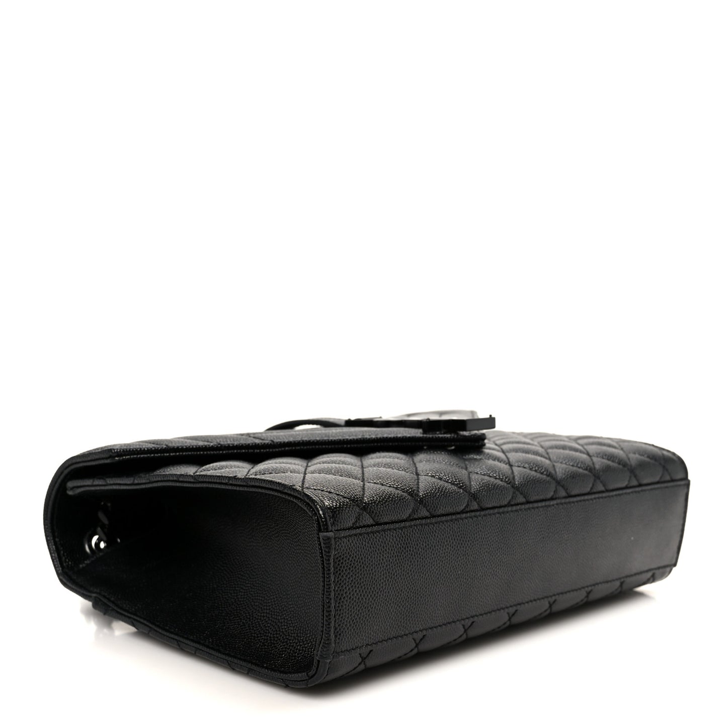 Grain De Poudre Textured Mixed Matelasse Triquilt Medium Monogram Monochrome Satchel Black