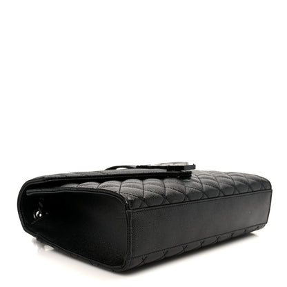 Saint Laurent Grain De Poudre Textured Mixed Matelasse Triquilt Medium Monogram Monochrome Satchel Black 4 of 11