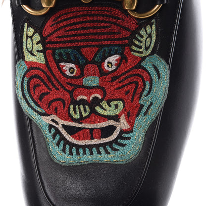 Gucci Calfskin Fur Dragon UFO Embroidered Mens Princetown Slippers 9 Black 8 of 10