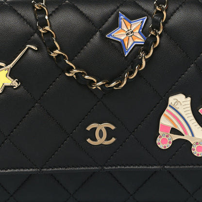 Chanel Lambskin Quilted Enamel Wallet On Chain WOC Black 9 of 11