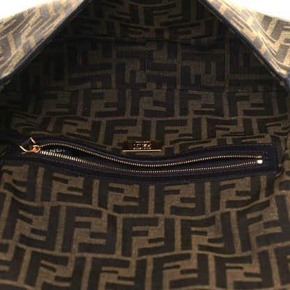 Fendi Fabric Jacquard FF 1974 Medium Baguette Tobacco Moro Black 5 of 17