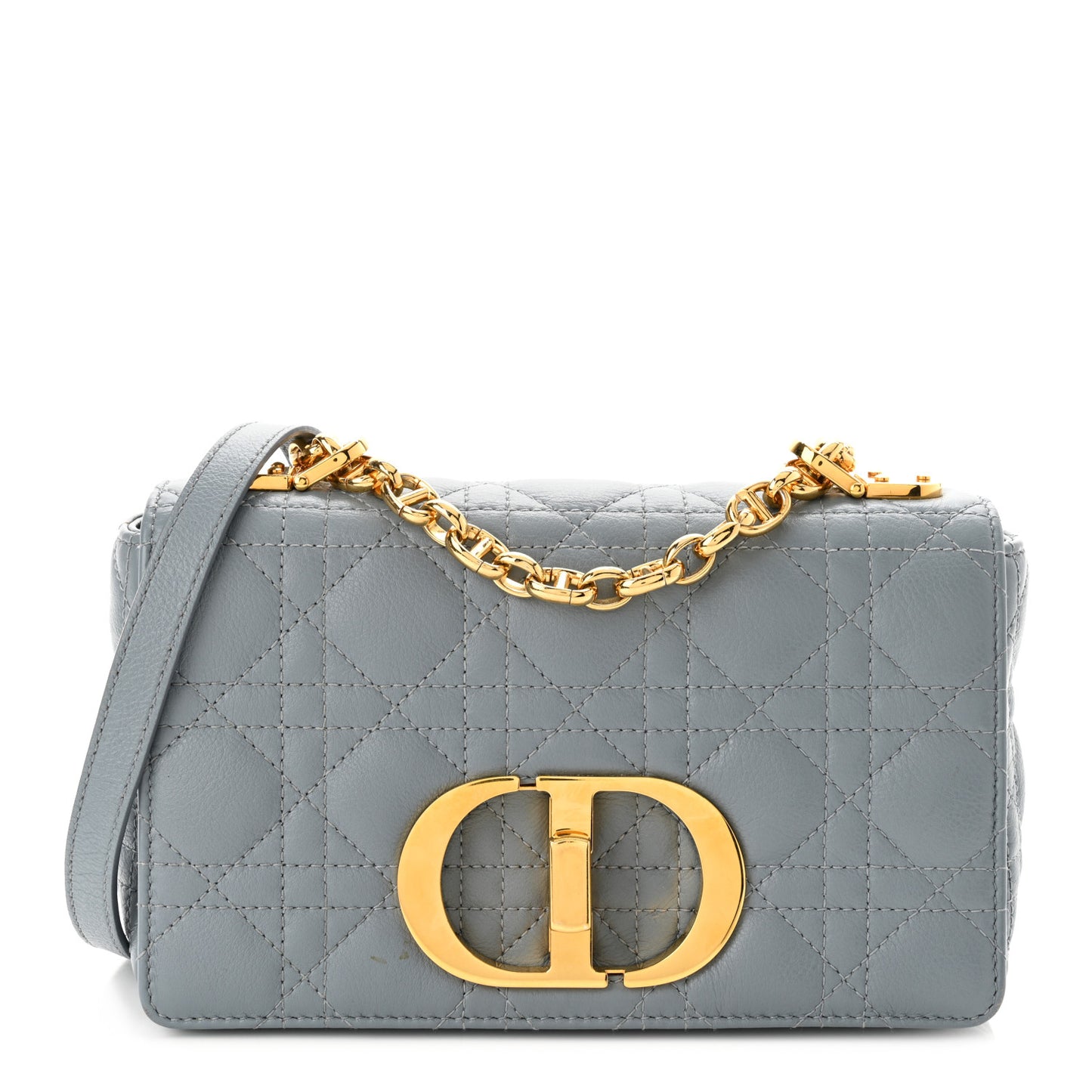 Calfskin Cannage Small Caro Bag Cloud Blue