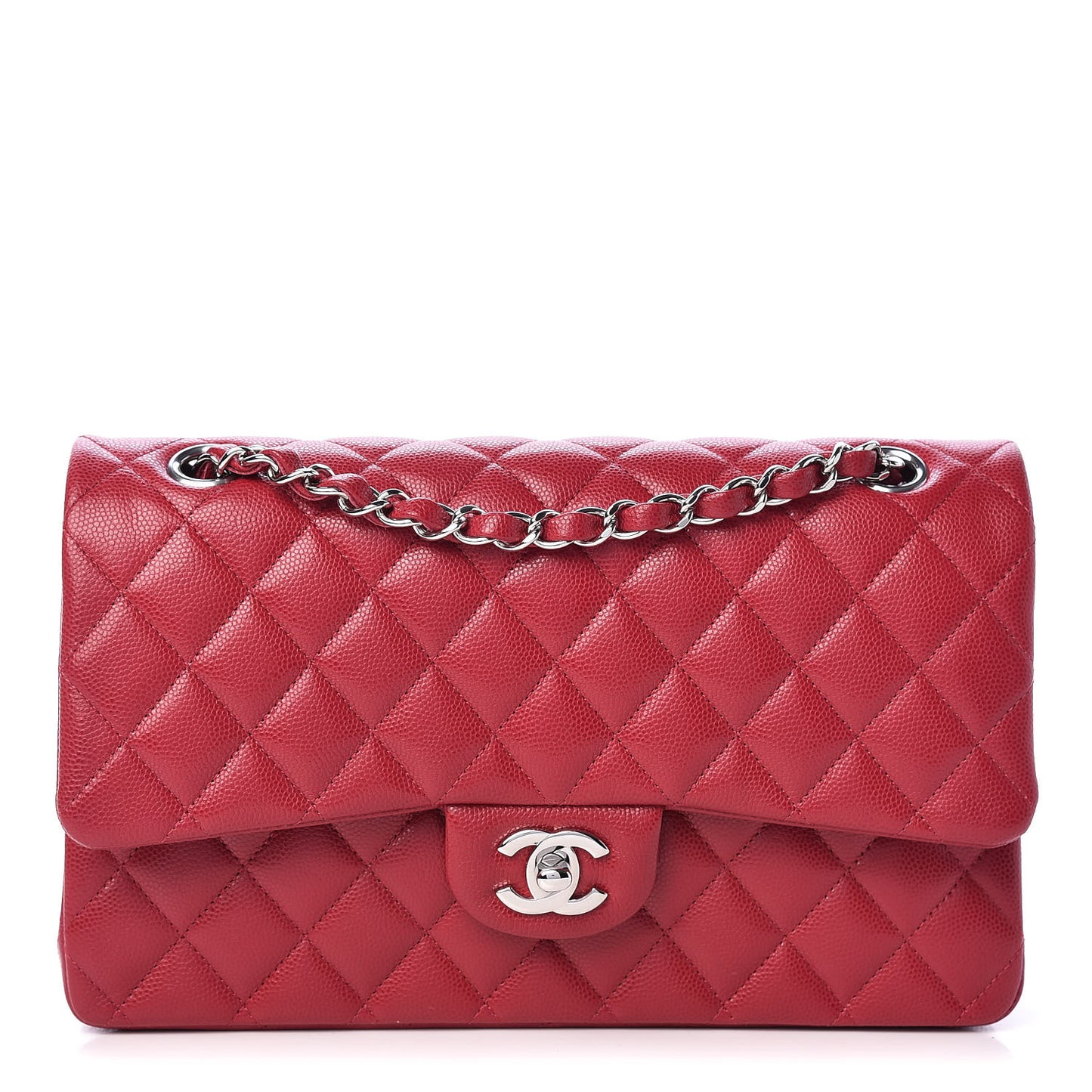 Caviar Quilted Medium Double Flap Pink