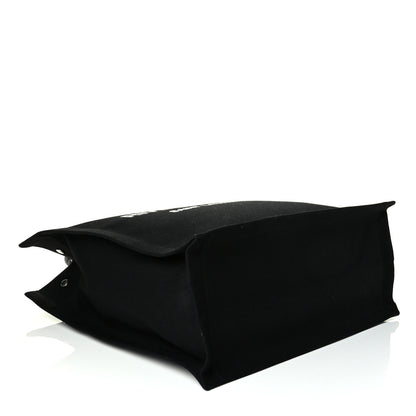 Saint Laurent Linen Calfskin Rive Gauche North South Tote Black 3 of 5