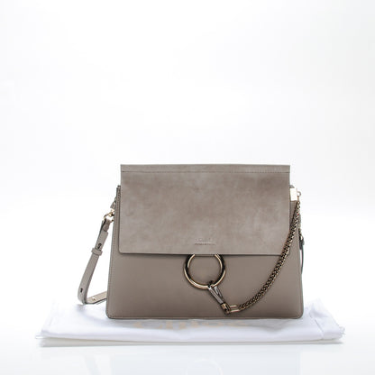 Chloe Calfskin Suede Medium Faye Shoulder Bag Motty Grey 7 of 7