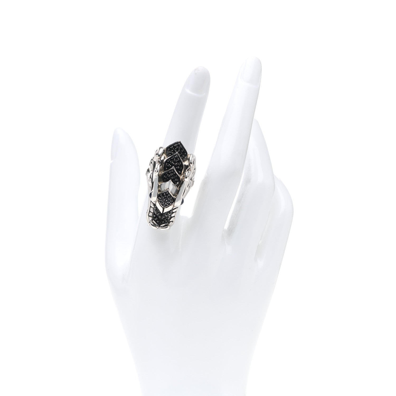 John Hardy Sterling Silver Black Spinel Blue Sapphire Naga Head Ring 54 7 2 of 7