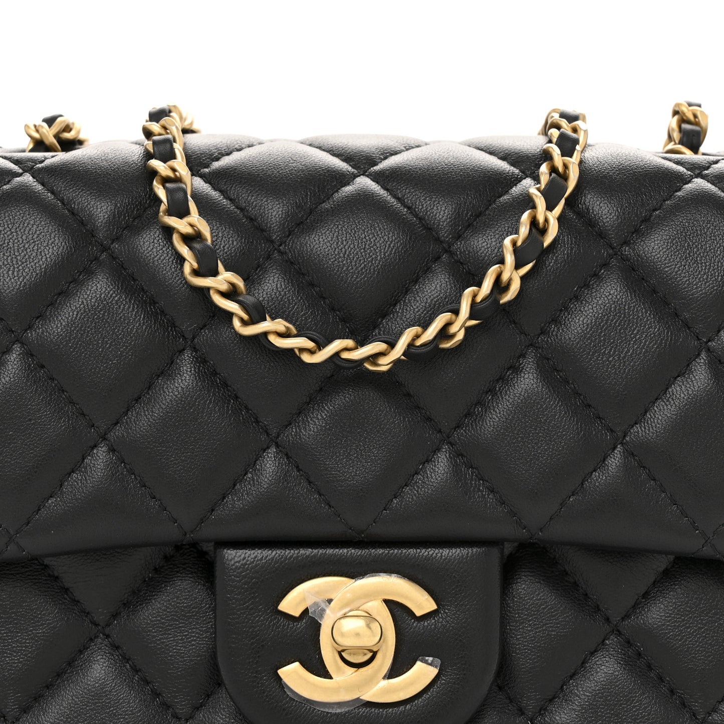 Lambskin Quilted Mini Pearl Crush Flap Black