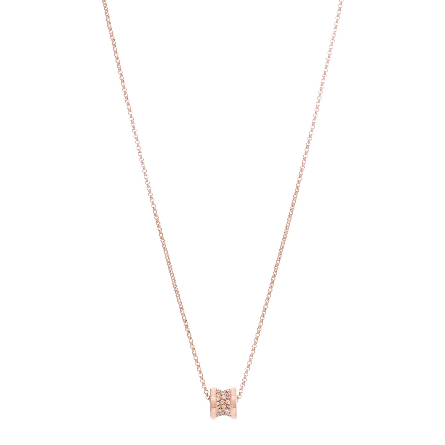 18K Rose Gold Diamond Small B.Zero1 Pave Pendant Necklace