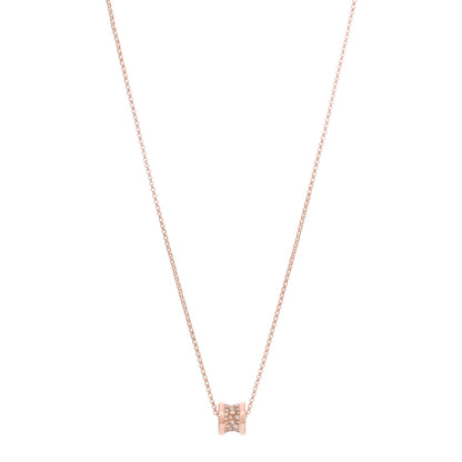 Bulgari 18K Rose Gold Diamond Small B.Zero1 Pave Pendant Necklace 1 of 8