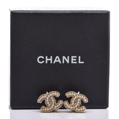 Chanel Pearl CC Clip On Earrings Light Gold 5 of 5