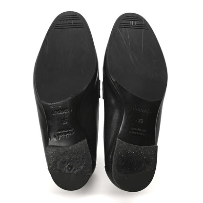 Hermes Goatskin Womens Paris Loafers 35 Black 6 of 9