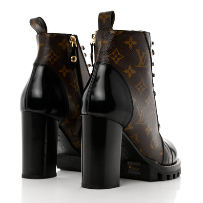 Louis Vuitton Patent Calfskin Monogram Star Trail Ankle Boots 39 Black 4 of 12