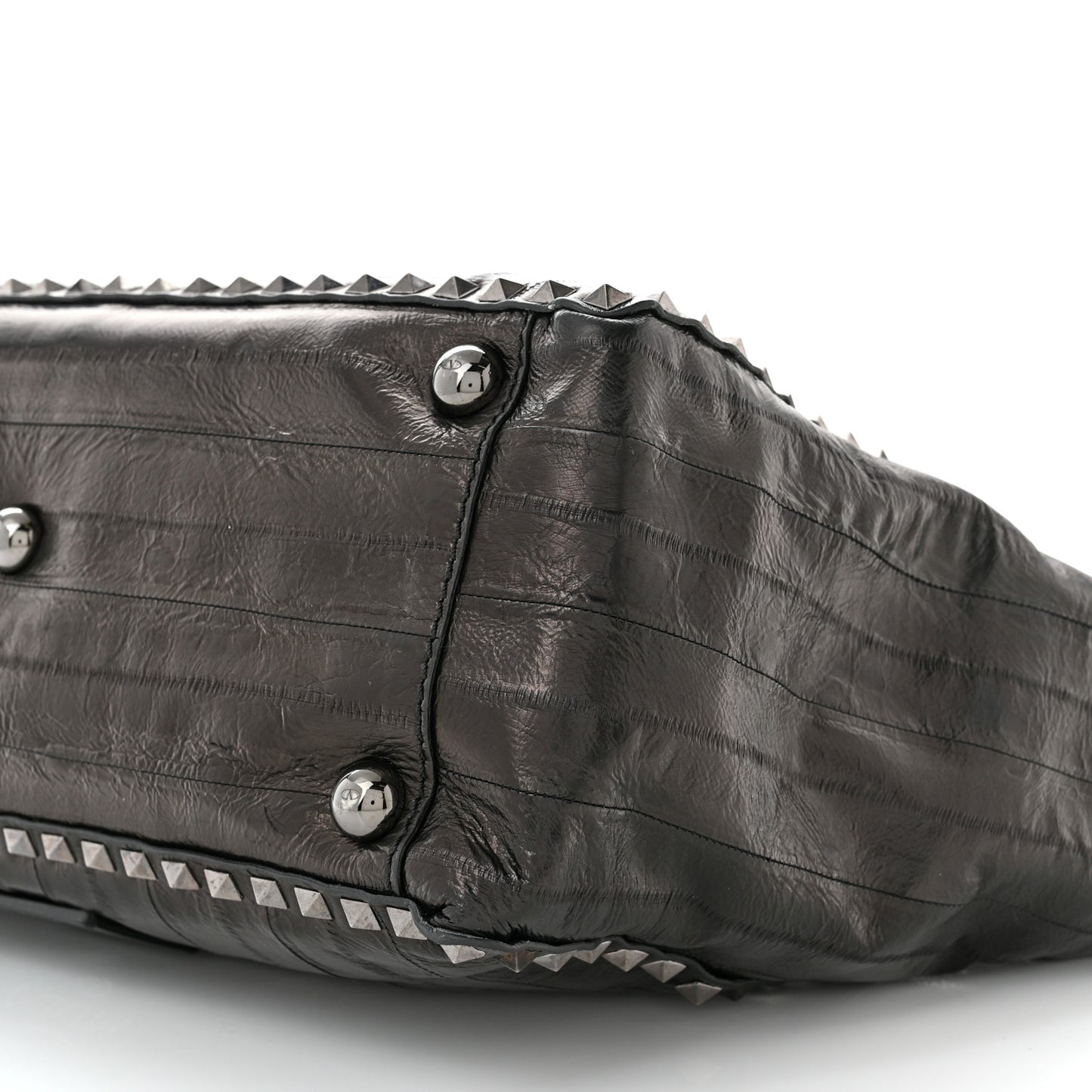 Eel Skin Medium Rockstud Tote Black