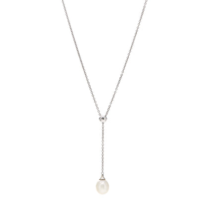 Tiffany 18K White Gold Pearl Drop Pendant Necklace 1 of 5