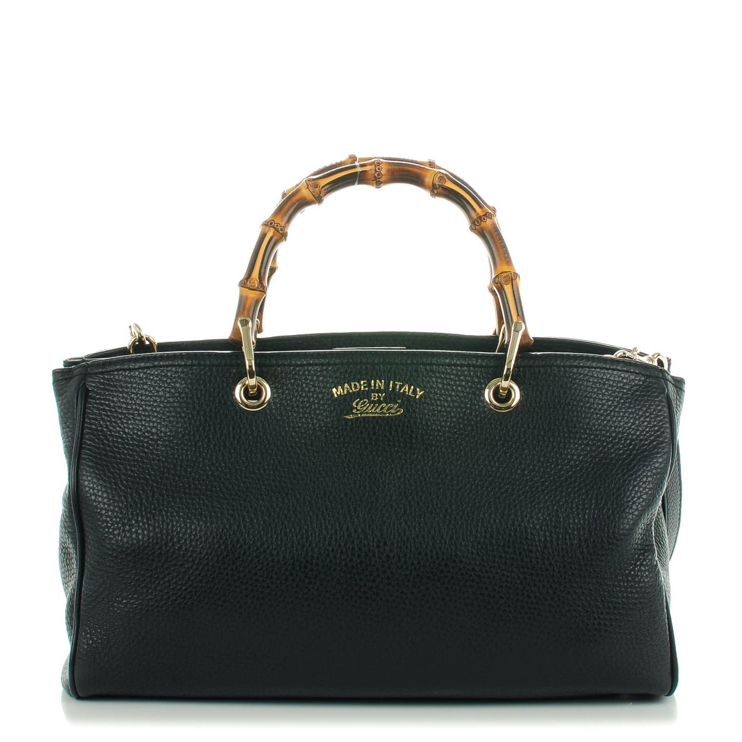 Pebbled Calfskin Medium Bamboo Shopper Tote Black