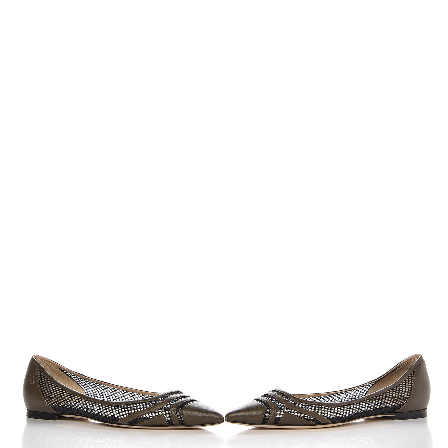 Nappa Mesh Hettie Pointy Toe Flats 38 Green