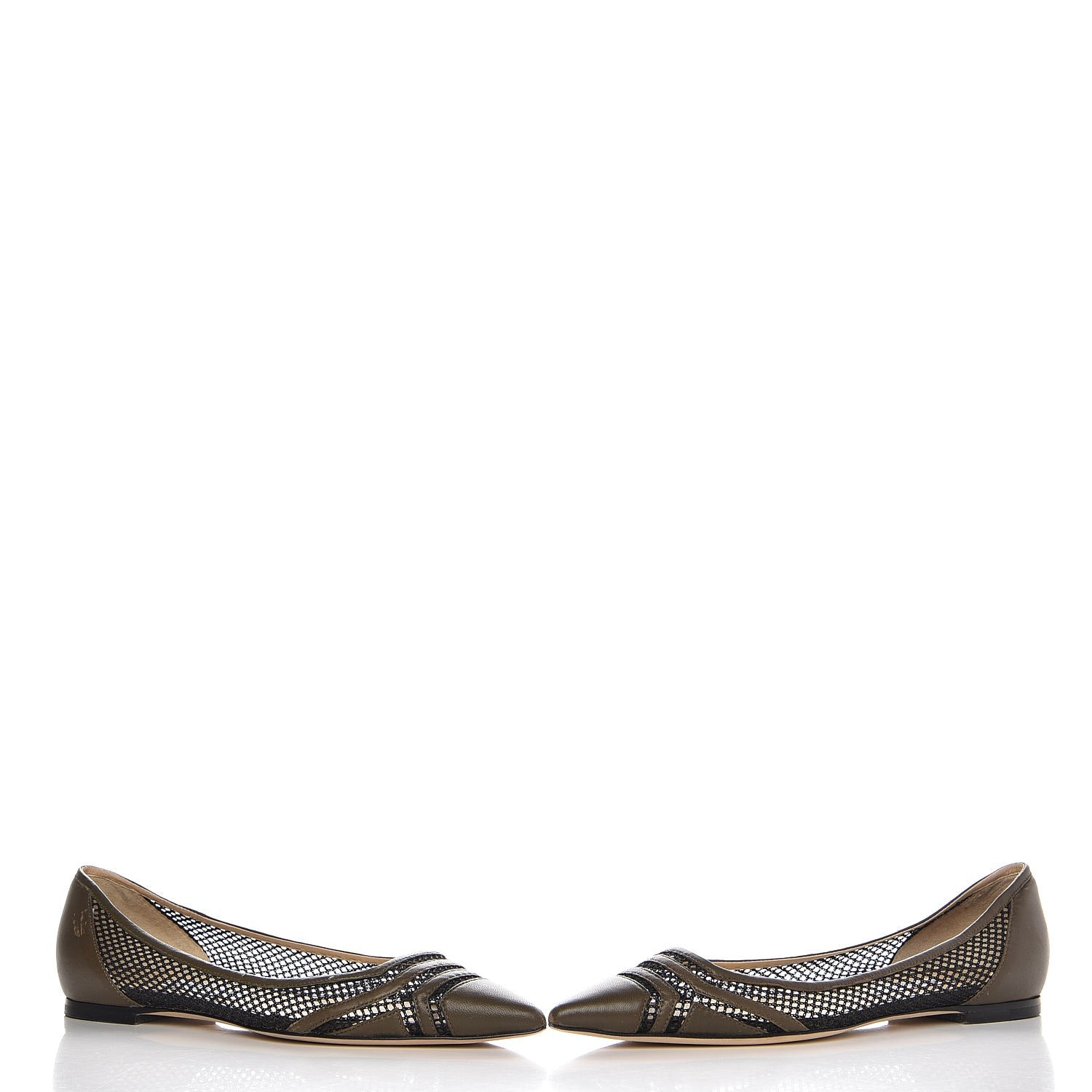 Jimmy Choo Nappa Mesh Hettie Pointy Toe Flats 38 Green 11 of 11