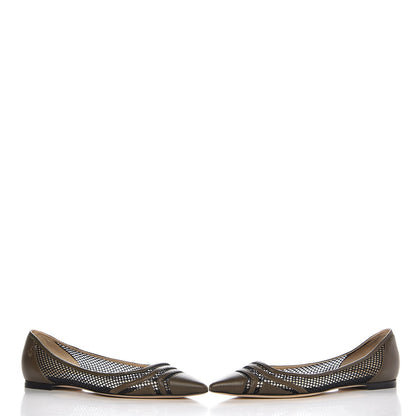 Jimmy Choo Nappa Mesh Hettie Pointy Toe Flats 38 Green 11 of 11