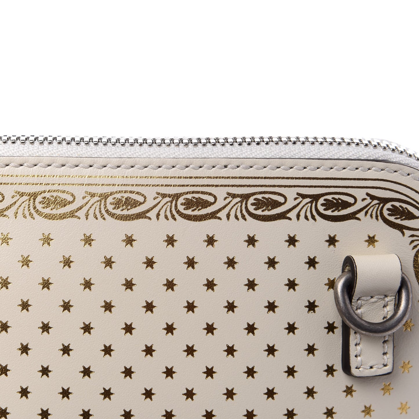 X SEGA Calfskin GUCCY Stars Mini Dome Shoulder Bag Mystic White Gold