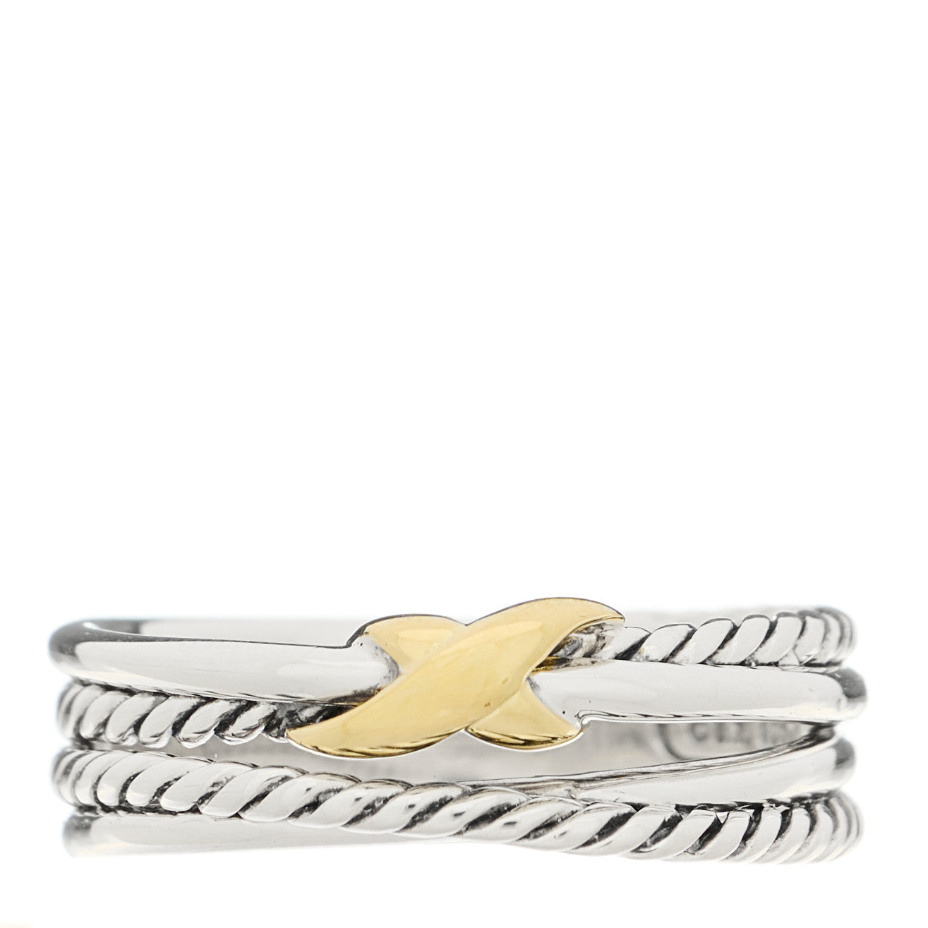 Sterling Silver 18K Yellow Gold 6mm X Crossover Ring 54 7