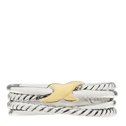 David Yurman Sterling Silver 18K Yellow Gold 6mm X Crossover Ring 54 7 1 of 4