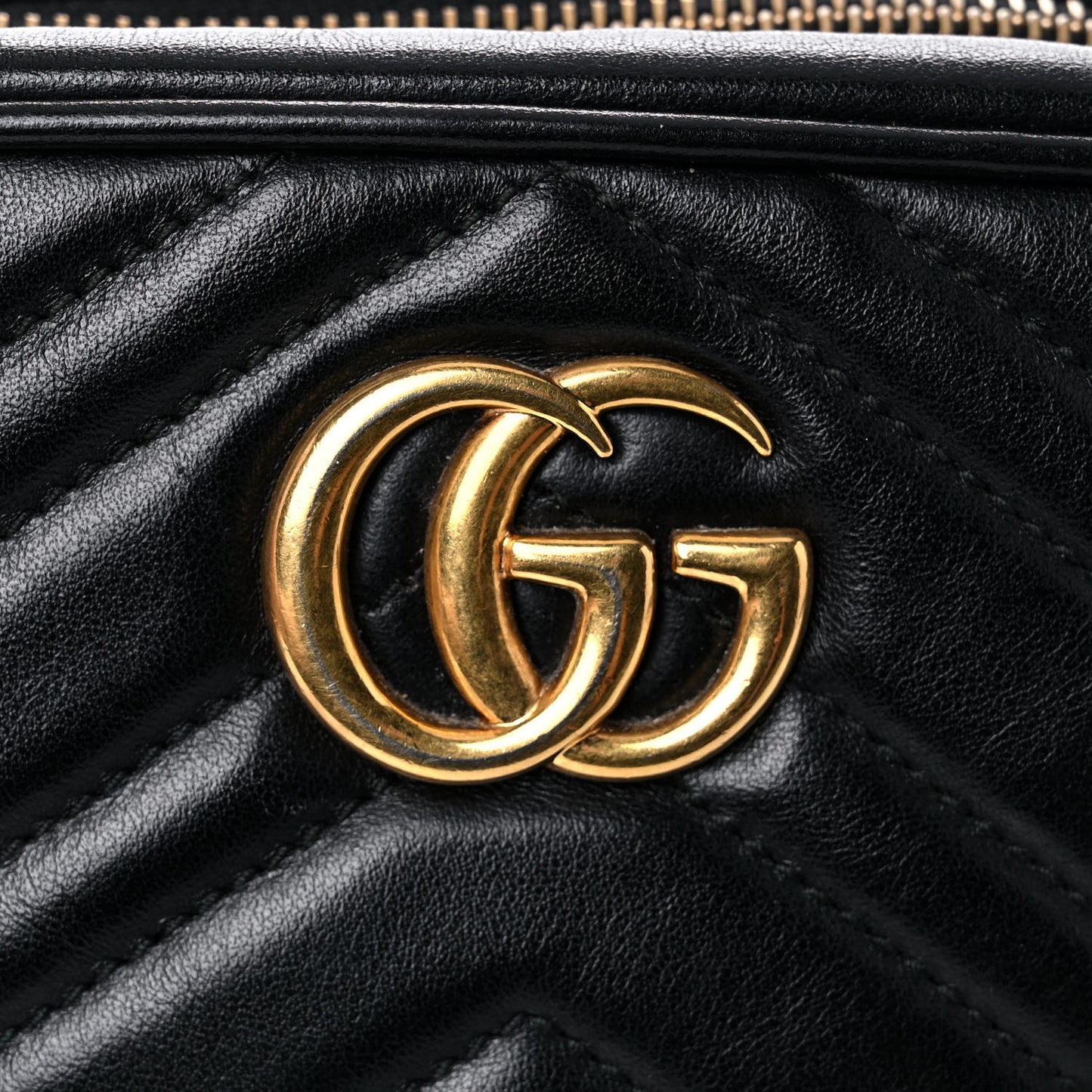 Calfskin Matelasse Mini GG Marmont Chain Shoulder Bag Black