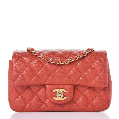 Chanel Pearly Caviar Quilted Mini Rectangular Flap Orange 1 of 10